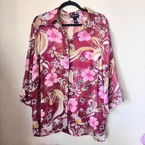 Maggie Barnes Fairy whimsical Y2K sheer button up0